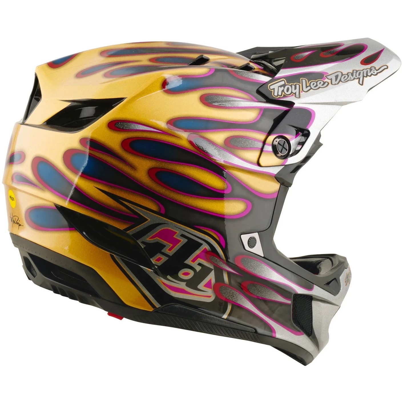 Troy Lee Designs D4 Carbon MIPS Helm - Overspray Gold/Black - Image 5