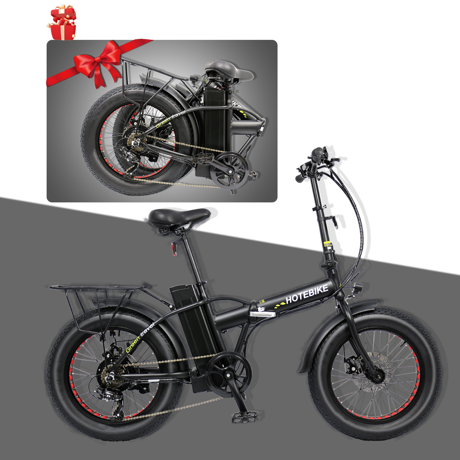 20 Zoll Fatbike Elektrisch 48V 500W 14.4Ah Klappbares Mini E-Bike