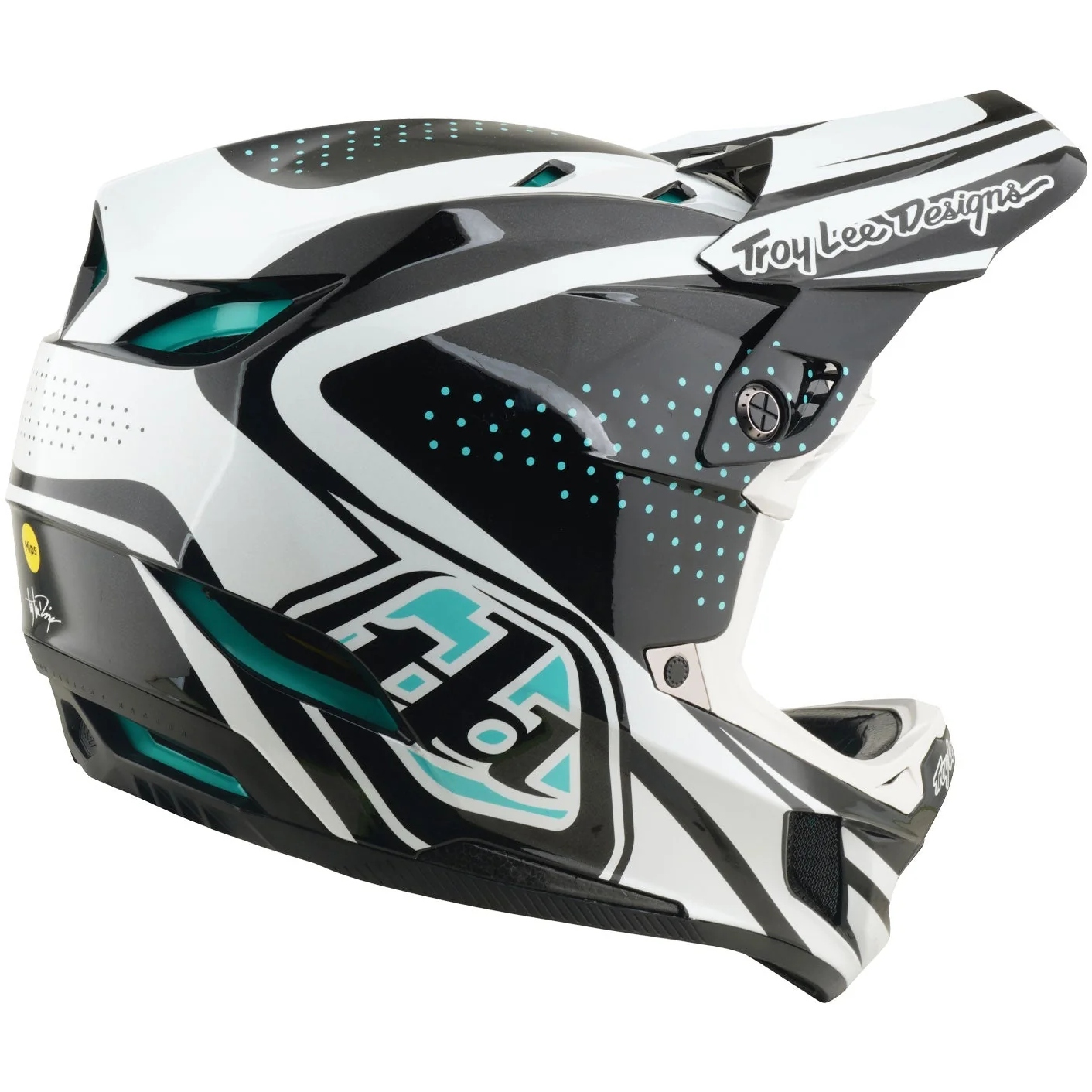 Troy Lee Designs D4 Polyacrylite MIPS Helm - The Line Charcoal/White - Image 4