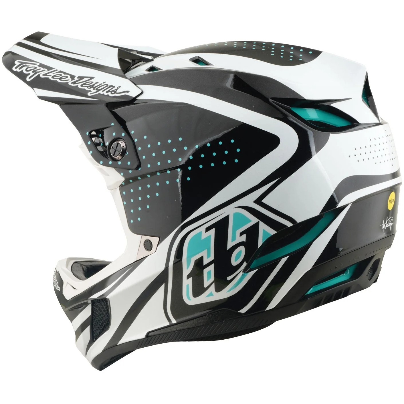 Troy Lee Designs D4 Polyacrylite MIPS Helm - The Line Charcoal/White - Image 3