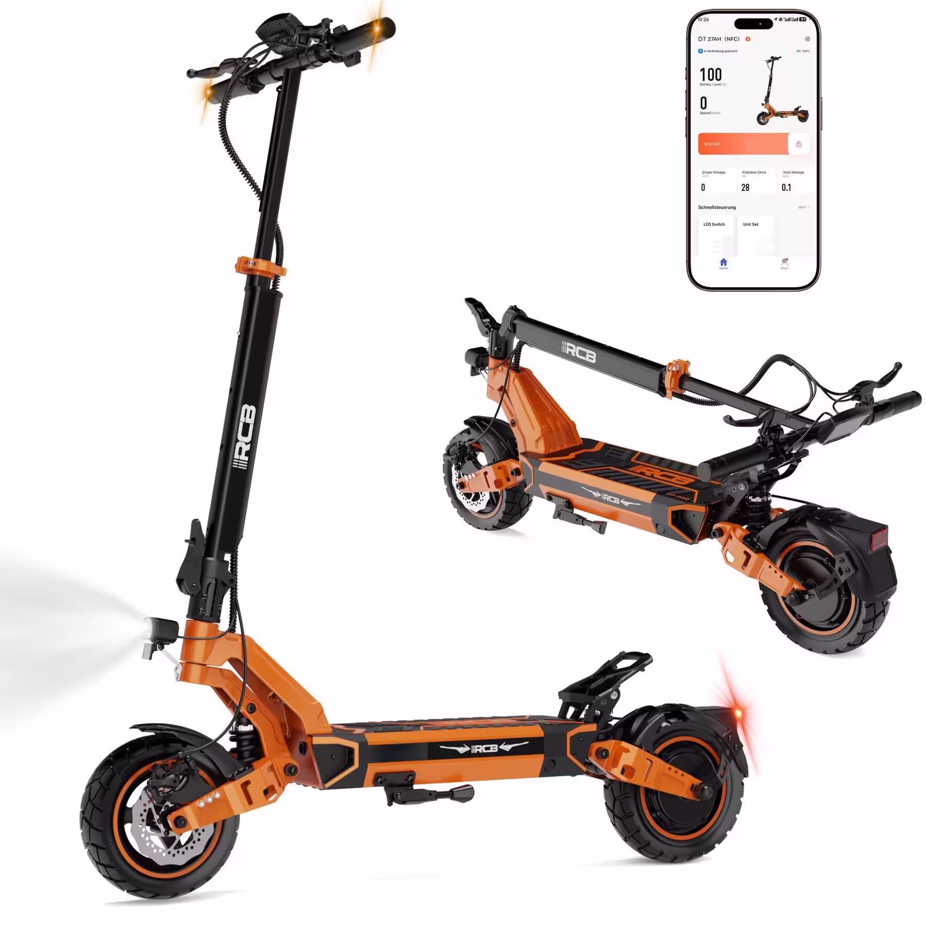 Elektrischer Erwachsenenroller mit Blinker – RCB-D7 20.8Ah Ultra NFC APP